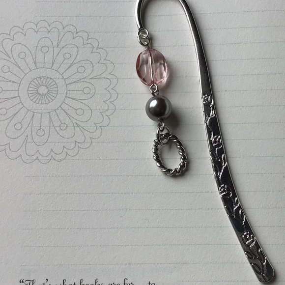Office Tibetan Metal Rose Engraved Beaded Hook Bookmark Poshmark